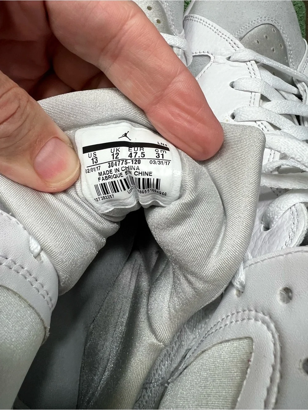 Jordan retro 7 Pure Platinum Men’s All-White High-Top Athletic Sneakers No box
